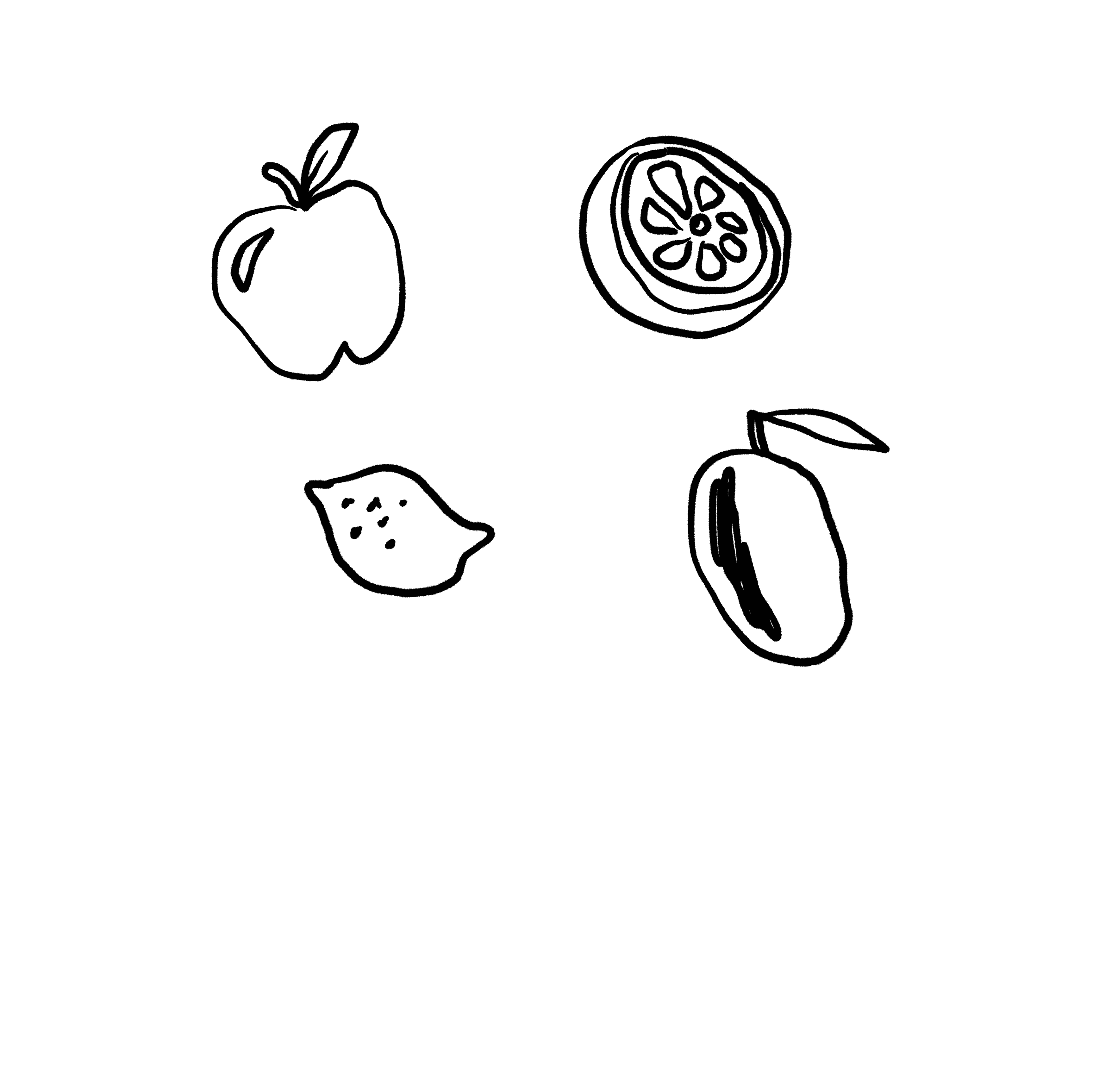 Hand-drawn fruits and ingredients